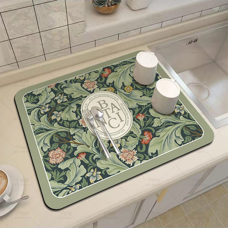 Botanical Dish Drying Mat Design 01