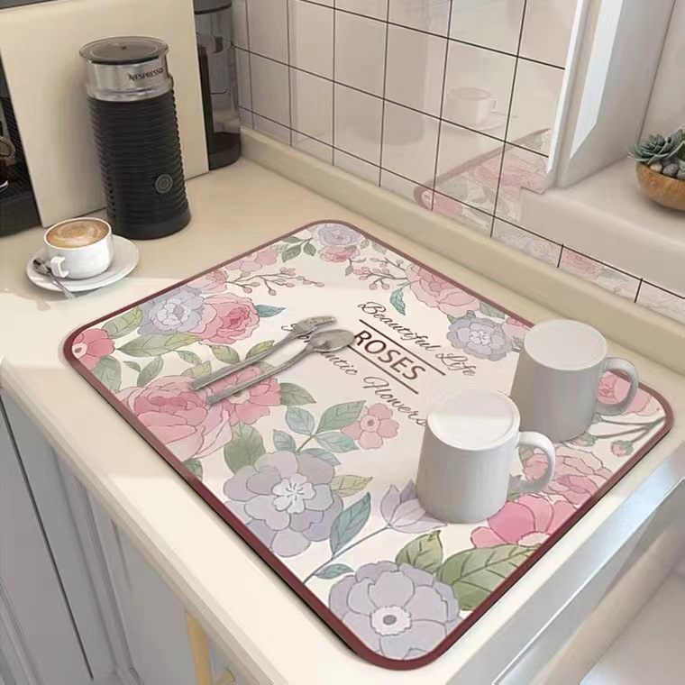 Botanical Dish Drying Mat Design 10
