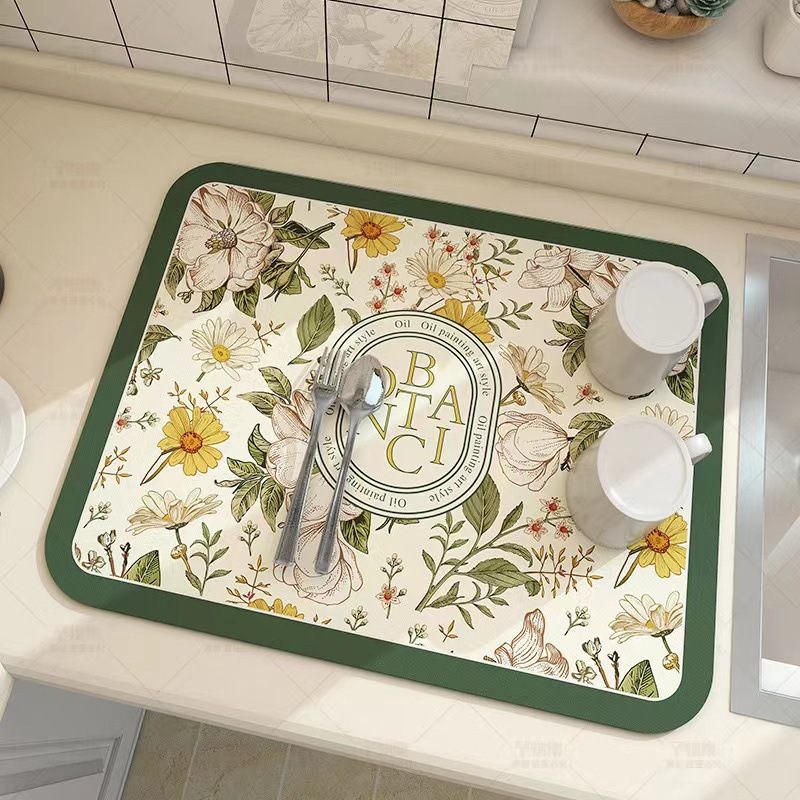 Botanical Dish Drying Mat Design 05