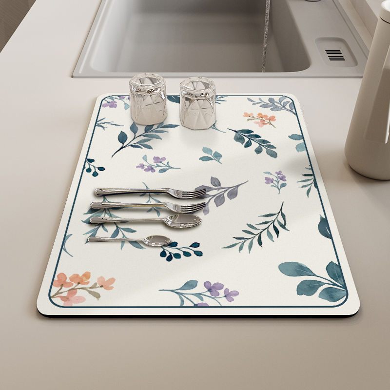 Botanical Dish Drying Mat Design 08