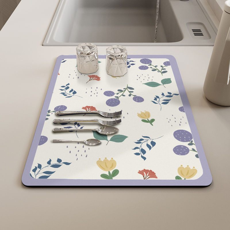 Botanical Dish Drying Mat Design 09