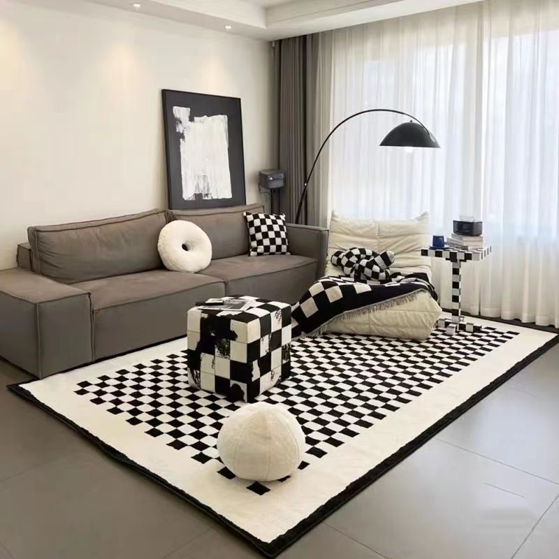 Checkerboard Geometric Area Rug Design 05