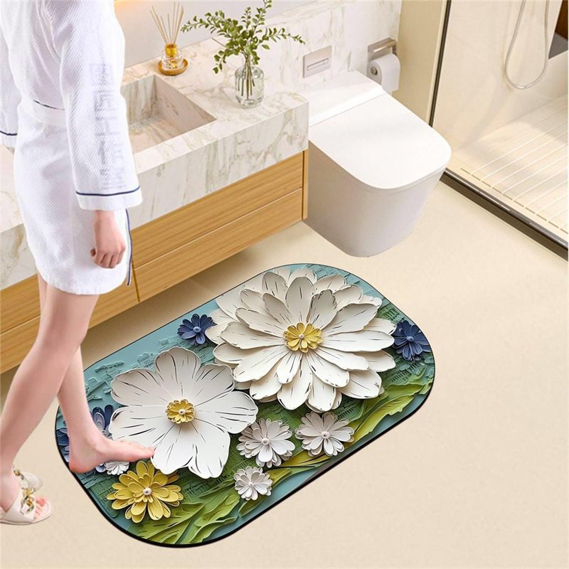 Oil Painting Floral Bath Mat Design 04