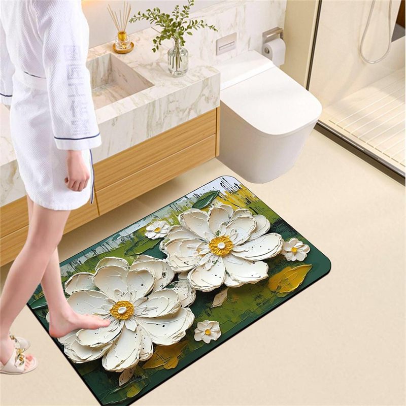 Oil Painting Floral Bath Mat Design 08