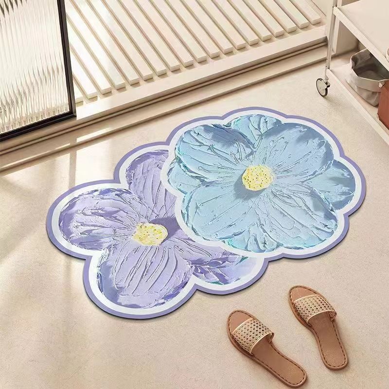 Oil Painting Floral Bath Mat Design 09