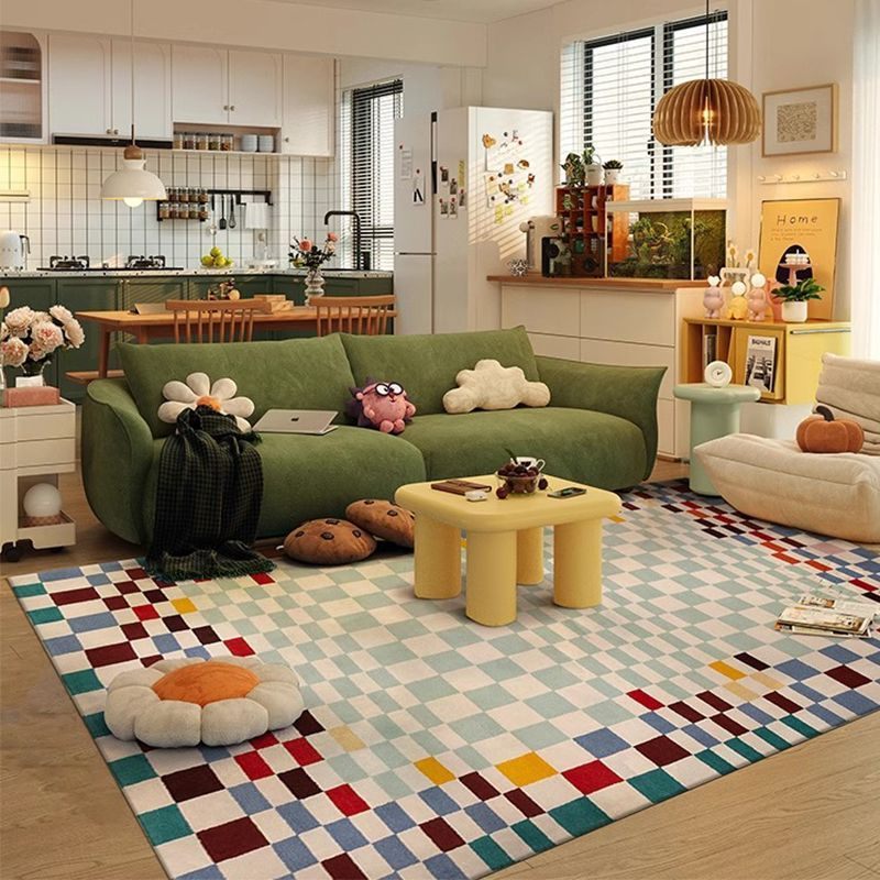 Multicolor Checkerboard Loop Rug